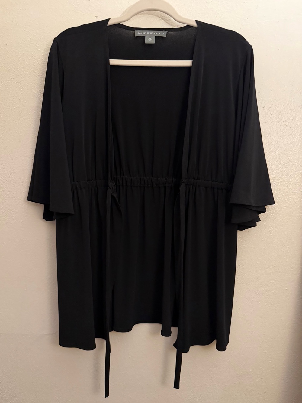 Josephine Chaus Black Open-Front Tie-Waist Shrug Cover size Medium